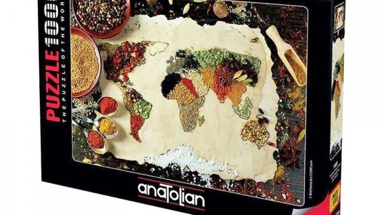 1045 Anatolian Baharatlı Dünya Haritası - Herbal World Map 1000 Parça Puzzle