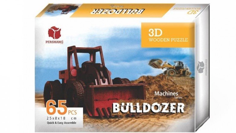 2019014 Pershang Bulldozer / 65 parça - 3 Boyutlu Ahşap Puzzle