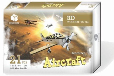 2019016 Pershang Uçak - Aircraft / 21 parça - 3 Boyutlu Ahşap Puzzle