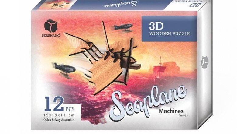 2019118 Pershang Deniz Uçağı - Seaplane / 17 parça - 3 Boyutlu Ahşap Puzzle