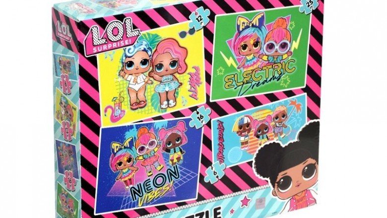 LOL7627 Laço Kids L.O.L. 4'ü1 Kutuda Puzzle / 6+12+16+25 Parça Puzzle