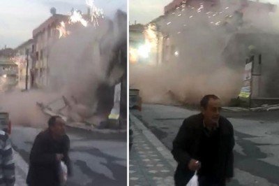 Bina yıkımı sırasında elektrik telleri patlamaya başladı