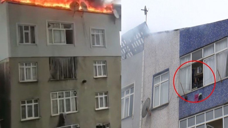 Çatı alev alev yanarken evinden çıkmadı