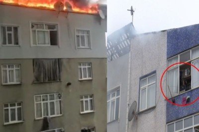 Çatı alev alev yanarken evinden çıkmadı