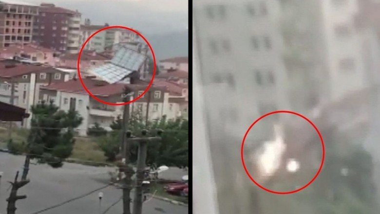 Fırtınada uçan çatı elektrik tellerini kopardı