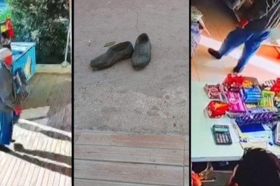 ‘Market kirlenmesin’ diye çamurlu ayakkabılarını çıkarıp çorapla girdi