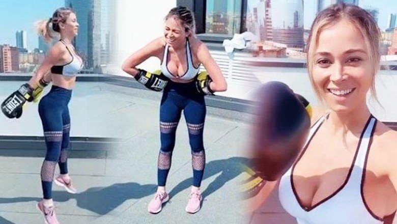 Ünlü sunucu Diletta Leotta karantinada spor yaptı, nefes nefese kaldı!