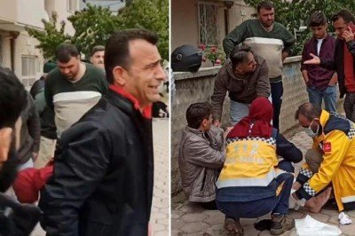 Kazada yaralanan oğlunu görünce gözyaşı döktü