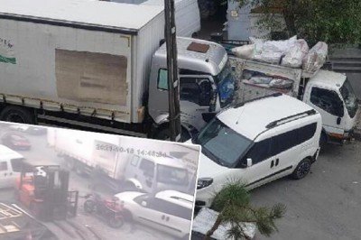 Bağcılar'da freni boşalan kamyonu tutarak durdurmaya çalışınca ayakları ezildi