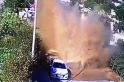 Bodrum'da ana su hattı borusunun patladığı anlar kamerada