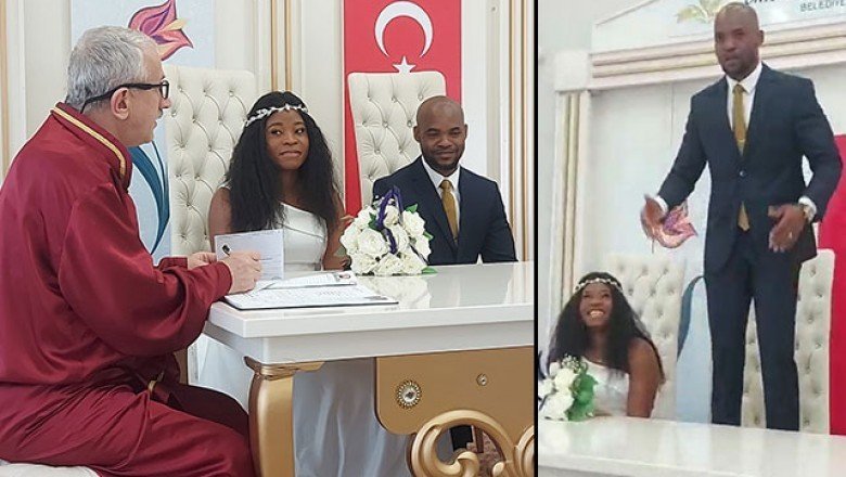 Nijeryalı damat, nikahta sandalye üzerine çıkarak 'evet' dedi
