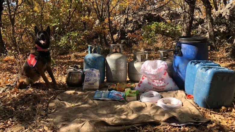 Adıyaman'da teröristlere ait yaşam malzemeleri ele geçirildi