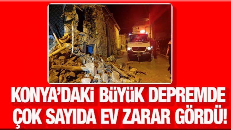 Konya&amp;#039;da meydana gelen 5.1 büyüklüğündeki depremde evler zarar gördü!