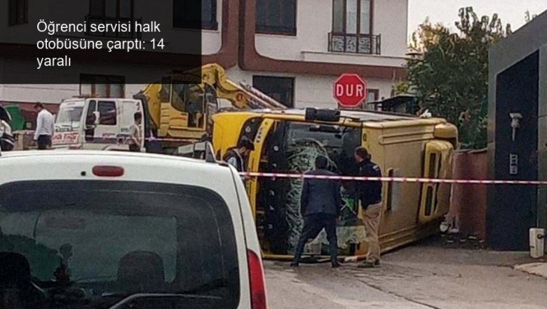 Öğrenci servisi halk otobüsüne çarptı: 14 yaralı