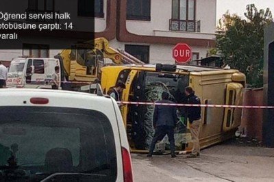 Öğrenci servisi halk otobüsüne çarptı: 14 yaralı