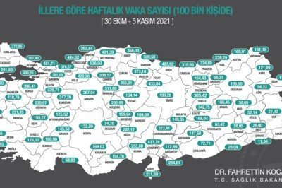 İllere göre haftalık vaka haritası açıklandı