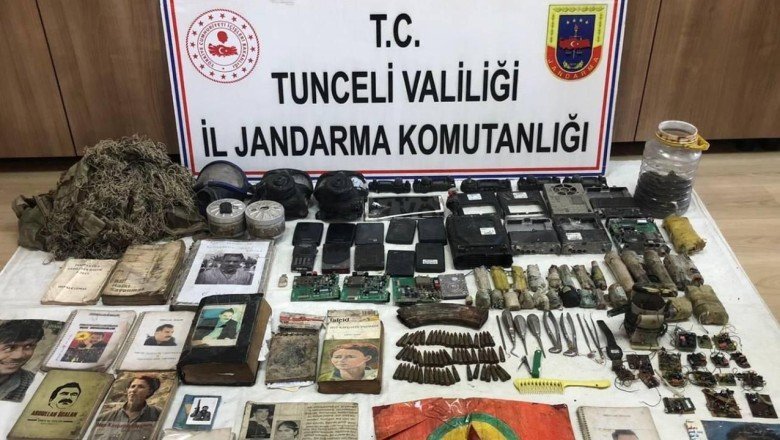 Tuncelide teröristlere ait mühimmat ve yaşam malzemesi ele geçirildi
