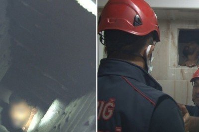 Bacaya girip sıkışan genç kurtarıldı