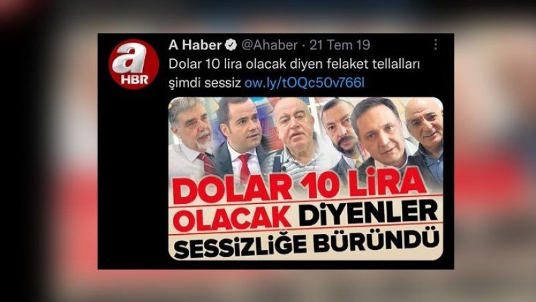 Dolar 10 TL'ye yükseldi, yandaş A Haber alay konusu oldu