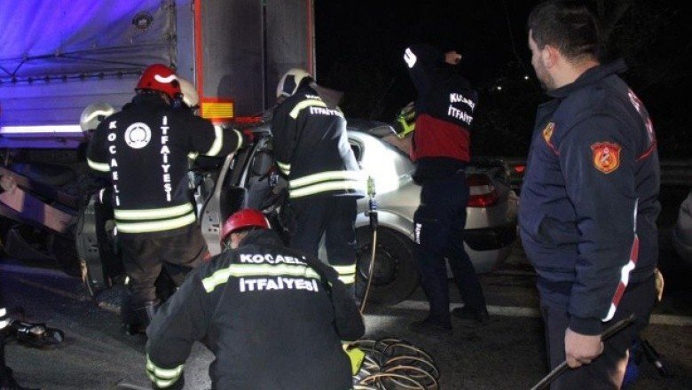 Talihsiz sürücü tırın altında ölüm kalım savaşı verdi