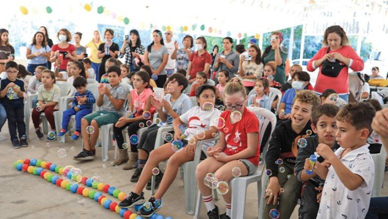 Yangından etkilenen köylerde çocuk şenliği