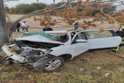 Denizli'de otomobil ağaca çarptı: 1 ölü, 1 yaralı