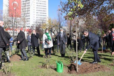 Dışişleri Bakanlığı'nın bahçesine 22 fidan dikildi