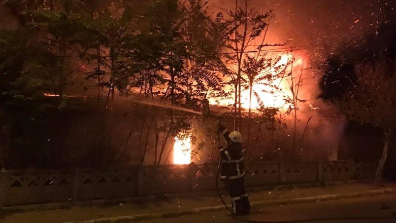 Edirnede metruk binada yangın