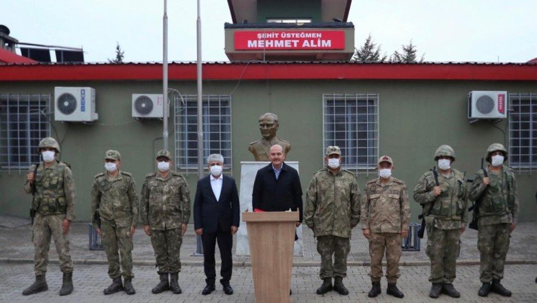 Bakan Soylu İdlib sınırındaki hudut karakolunu ziyaret etti