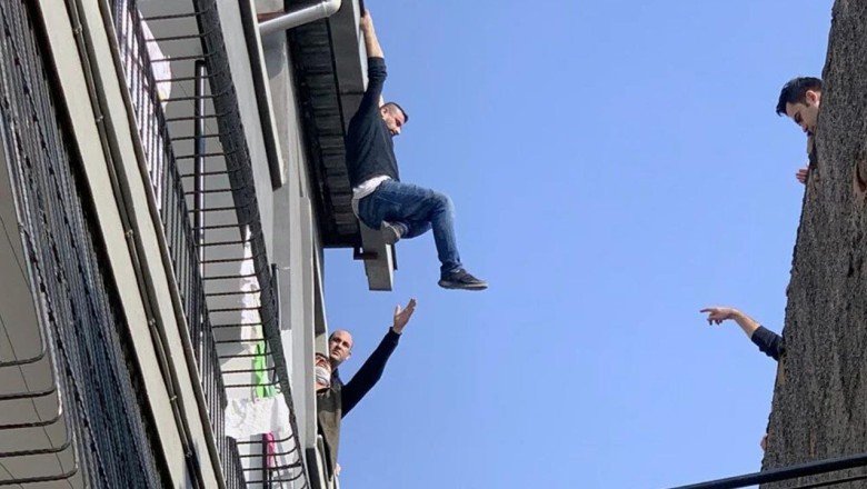 Eşine kızıp damdan atladı! Komşusu hayatını kurtardı