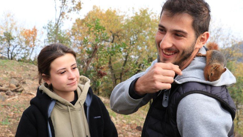 Kocaeli'de çiftin baktığı sevimli sincap doğal ortamına bırakılacak