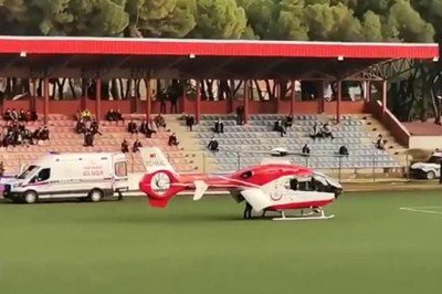 Maç durdu sahaya helikopter indi