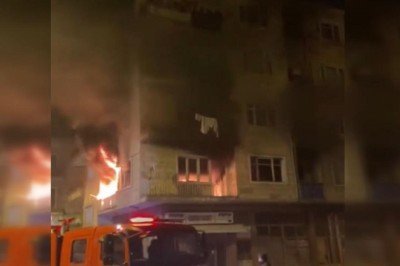 Yangın çıkan binada mahsur kalan 8 kişi tahliye edildi