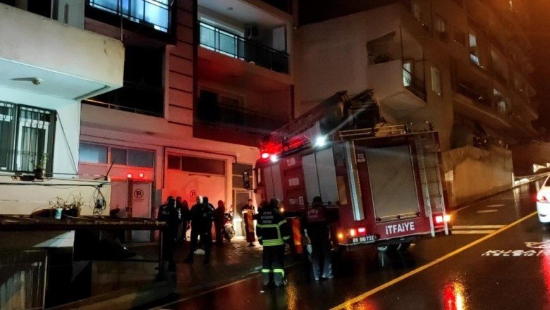 Yangını izleyen komşular dumandan etkilendi