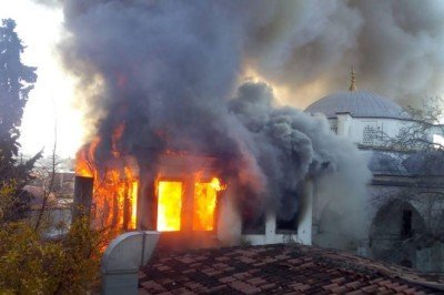 Aydın'da tarihi konakta yangın