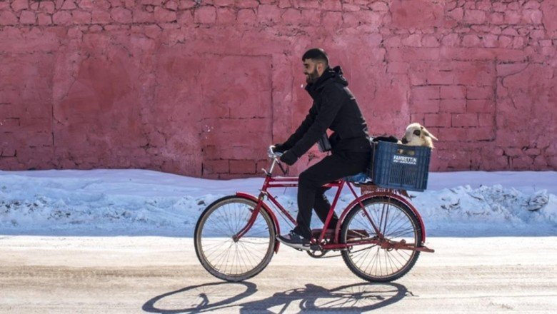 Kuzu yorulmasın diye bisikletiyle taşıdı