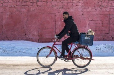 Kuzu yorulmasın diye bisikletiyle taşıdı