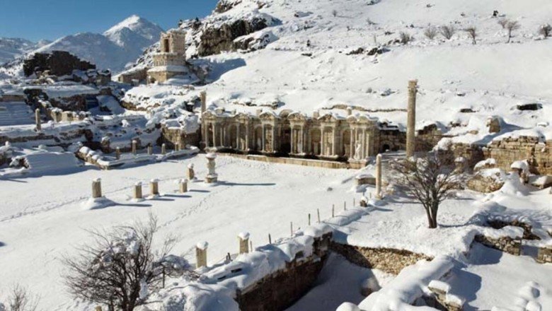 Sagalassos Antik Kenti, kar yağışıyla bembeyaz