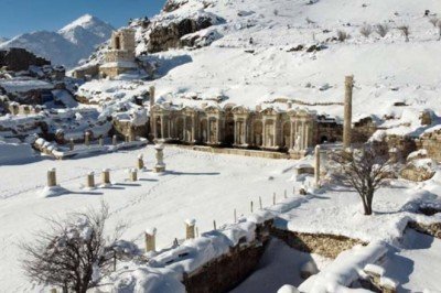 Sagalassos Antik Kenti, kar yağışıyla bembeyaz