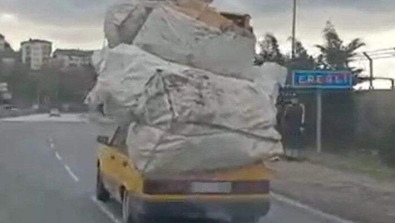 Çuvalların içine koyup böyle taşıdı! Zonguldak'ta tepki çeken görüntü