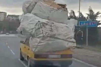 Çuvalların içine koyup böyle taşıdı! Zonguldak'ta tepki çeken görüntü