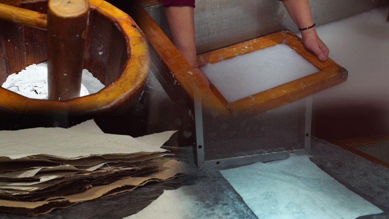 Atık malzemeler asırlık yöntemle kağıda dönüşüyor