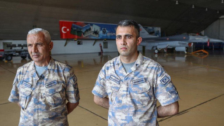 Jet Üssünde görevli baba oğul sırt sırta vatana hizmet ediyor