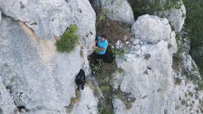 Kaybolan keçisini dronla buldu