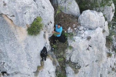 Kaybolan keçisini dronla buldu